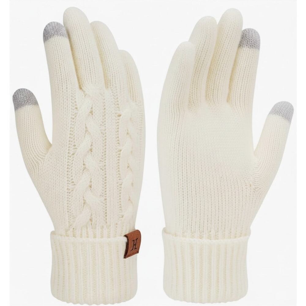Ivory Touchscreen Cable Knit Winter Gloves NWT